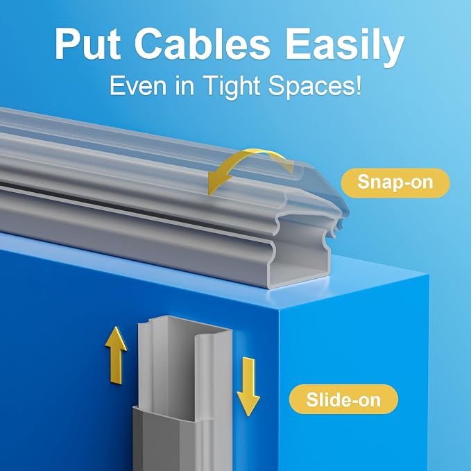 Yecaye TV Cord Hider, 42In Large Cable Hider Grey, Wire Covers - Image 8
