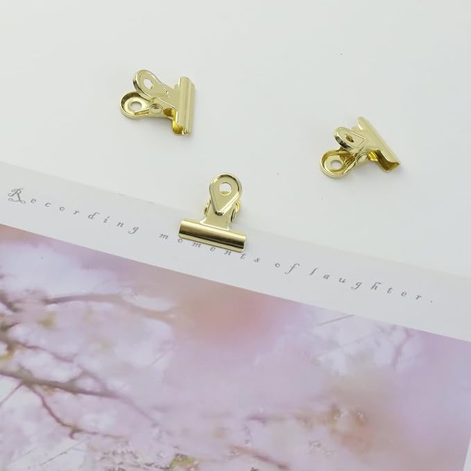 Xiaoyztan Mini Clips, 20mm Wide Gold Bulldog Clips Paper Clip Binder Bull Clip - Image 5