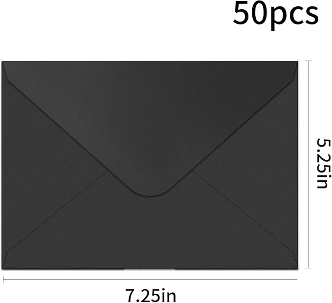 YINUOYOUJIA 50 PCS Pearl Black Envelopes A7, 5 x 7 Black Shimmer Envelopes - Image 2