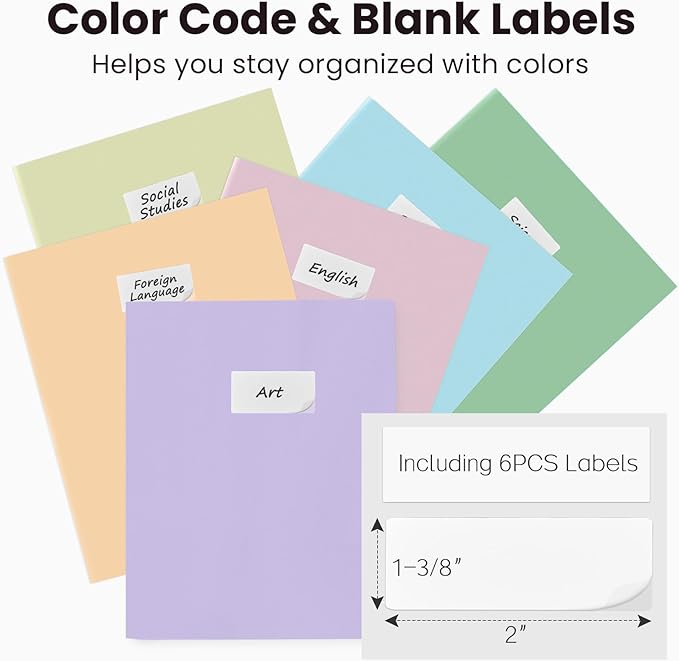 Sooez 6Pack Folders with Pockets, Pastels Colors, Heavy Duty Pocket Folder - Image 2