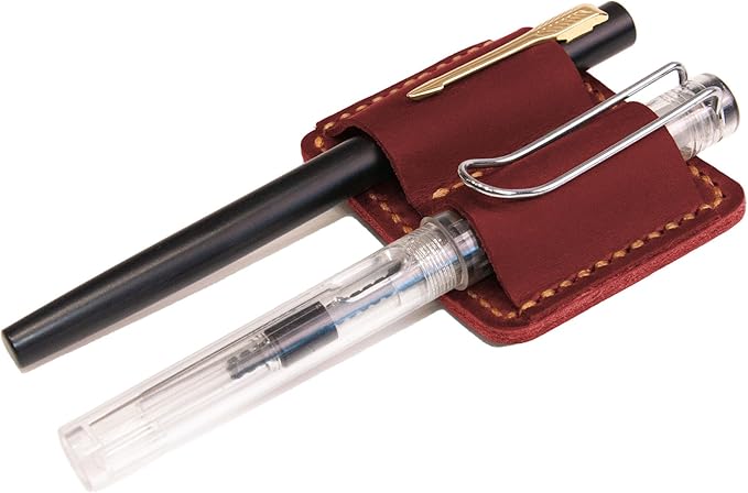 Handmade Leather Pen Holder Clip Notebook Pen Loop Stylish, notebook pen pencil by Turbosnail