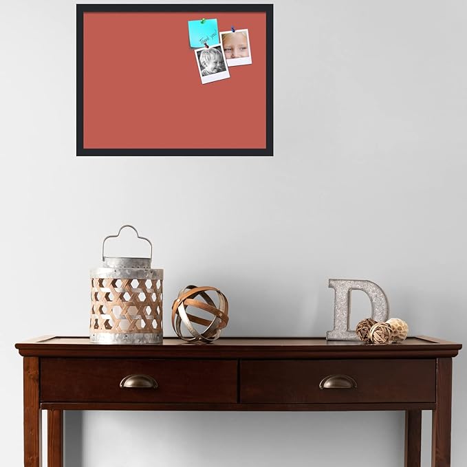 PinPix 24x18 Inch Cork Bulletin Board. This Decorative Framed Pin Board Comes with Crimson Pastel Design and a Satin Black Frame. Ideal for Home Office Decor or Message Board (PinPix-1807)-DeskLoop Office