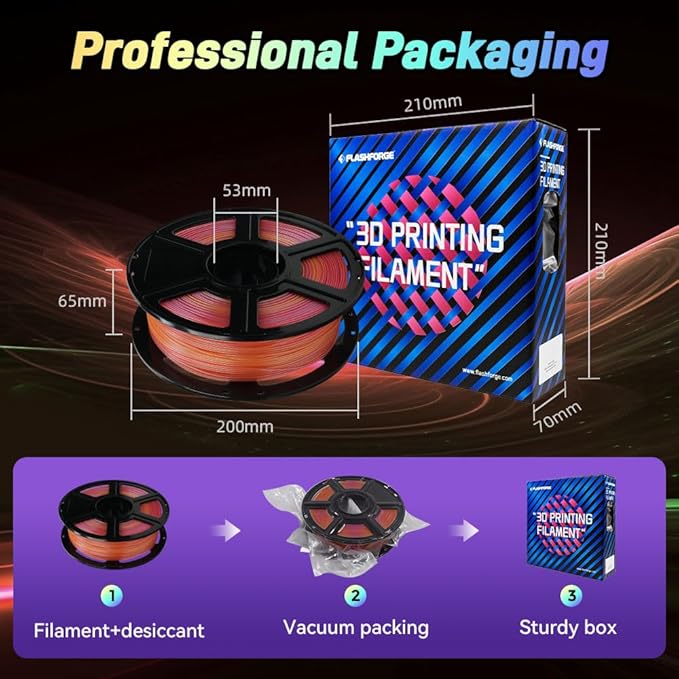 FLASHFORGE Chameleon Gradient Rapid PLA Filament Yellow & Pink, High Flow Speedy Filament 1.75mm Max 500mm/s Fast Printing, Displays Shimmering Effects from Various Angles and Light-DeskLoop Office