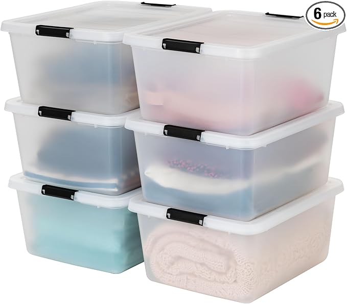 IRIS USA 6-Pack Clip Box with Latching Lids, 18 Quart Craft Storage Bins by IRISUSA