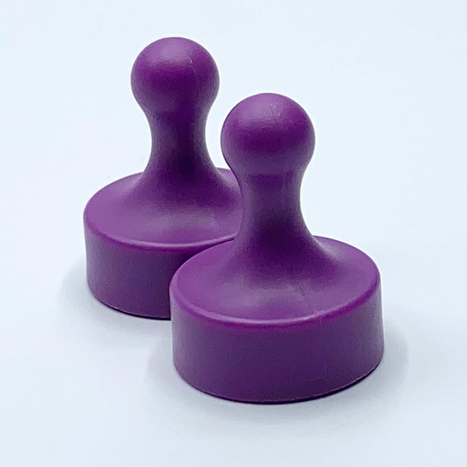 GLASSBOARD STUDIO Powerful Neodymium Magnets, Pawn-Shaped - Strong Fridge/Refrigerator and Whiteboard Magnet, Ideal for Office, Kitchen, Crafts - Rare Earth, Heavy Duty (2, Purple)-DeskLoop Office