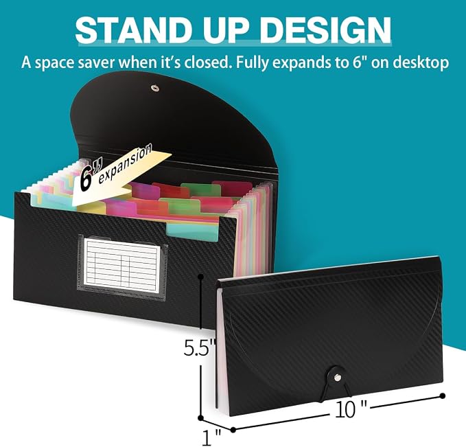 H4D Check Size 13 Pocket Expanding File Folder, Accordion File Organizer Wallet - Image 2