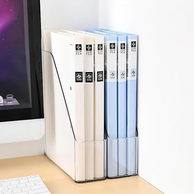 2 Pack Vertical File Holder Clear PET Desk Organizer and Storage Bins Holding - Image 6