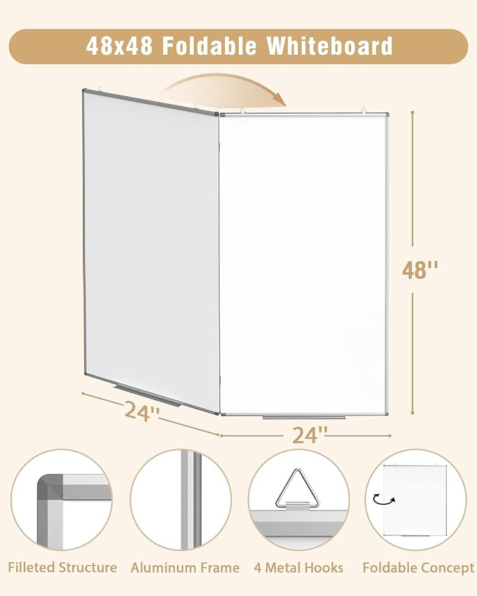 48"X 48" Large Magnetic Dry Erase Whiteboard, Removable Wall Hanging Board - Image 4