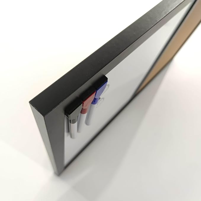 Combination Board Magnetic Dry Erase Board & Corkboard,24''x18'' Combo Board, Black Frame-DeskLoop Office