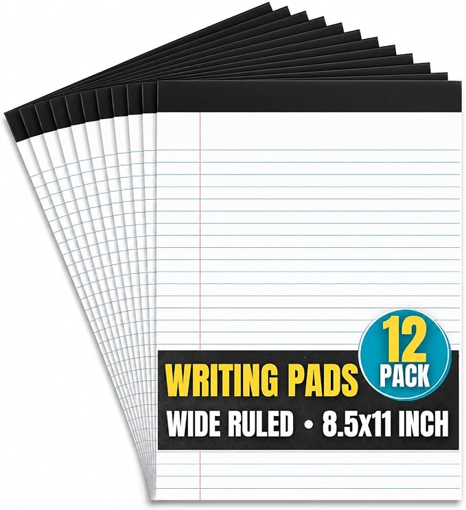 1InTheOffice Writing Pads 8.5 x 11, Wide Ruled Note Pads, Letter Size Writing by 1InTheOffice