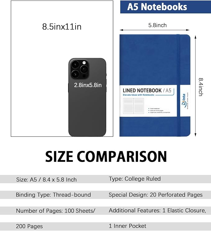 Dynta Hardcover Journal Notebooks, 10 Packs A5 Lined Journals Bulk - Image 2