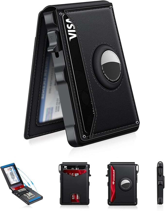 KIKVES Airtag Wallet for Men, Mens Smart Wallet for Air Tag RFID Blocking by KIKVES