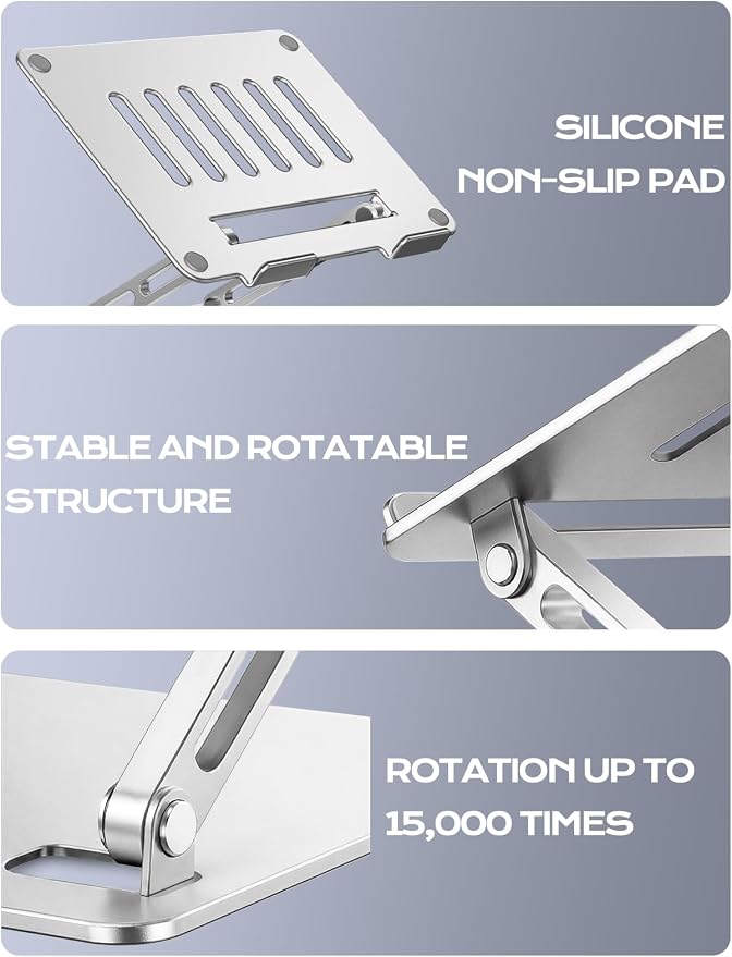 LOXP Adjustable Laptop Stand, Portable Laptop Riser, Aluminum Laptop Stand - Image 7
