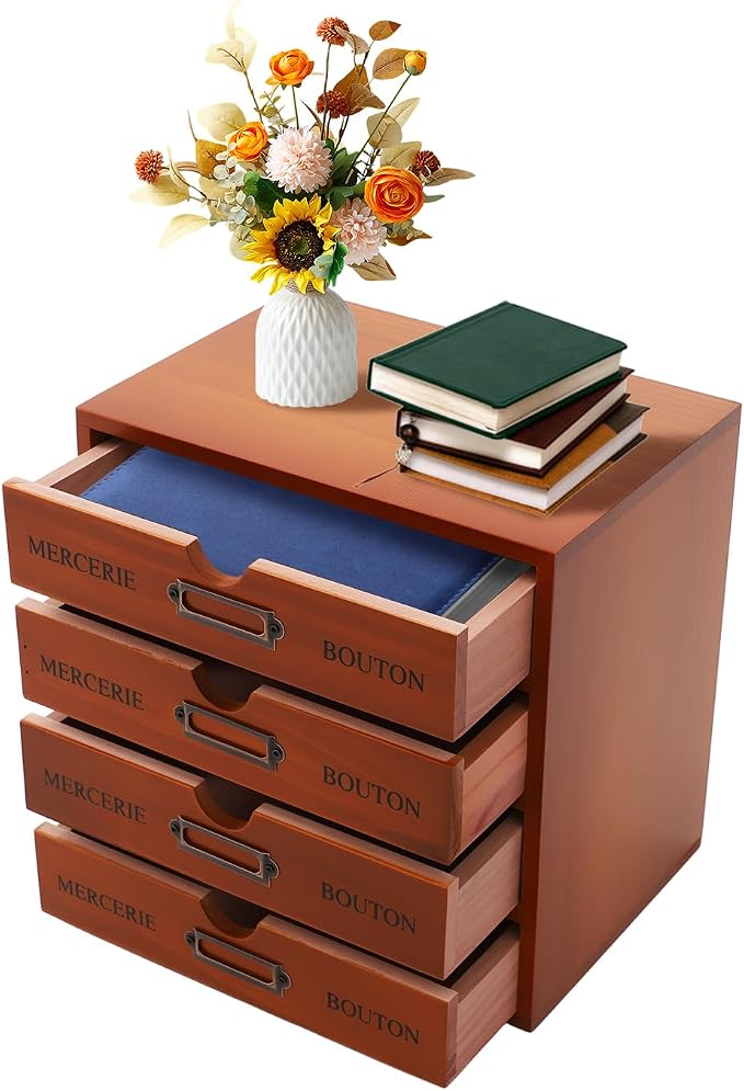 4-Drawer Desktop Storage Box, Desk Organizer Drawer, Office Supplies Countertop by Weglae