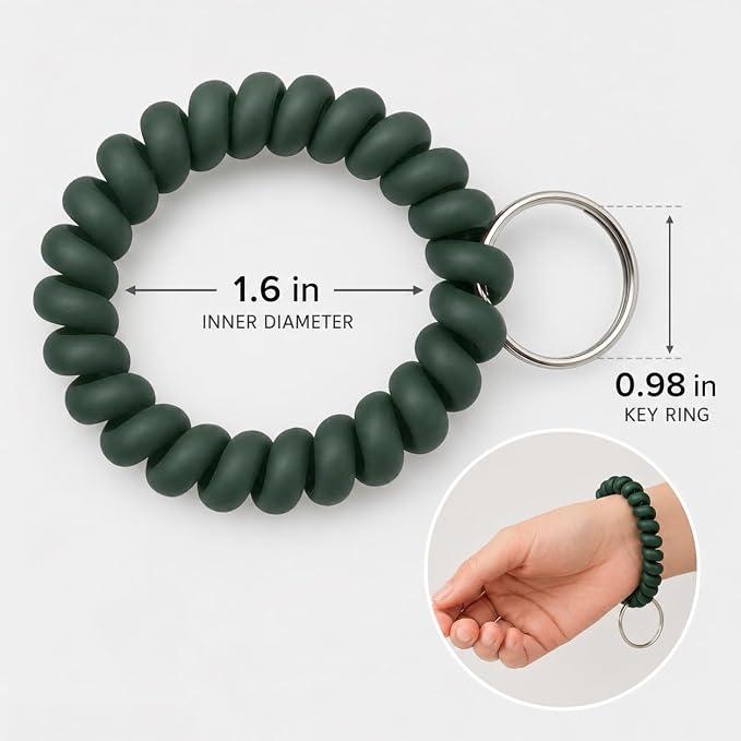 BIHRTC Pack of 6 Wrist Keychain Spiral Stretchable Plastic Coil Wrist Key - Image 2