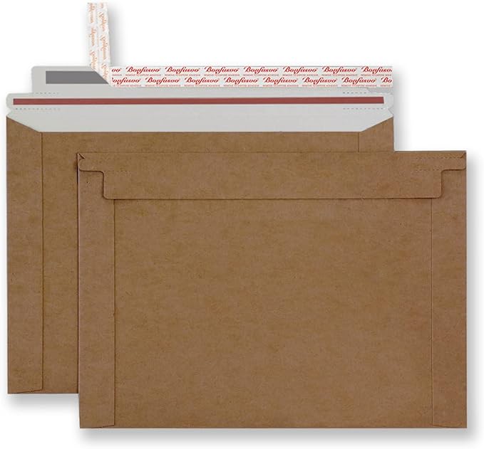 Bonfasvo Rigid Mailers 30 Pack 10 x 13.5 inches Brown Self Seal Stay Flat Bulk by Bonfasvo