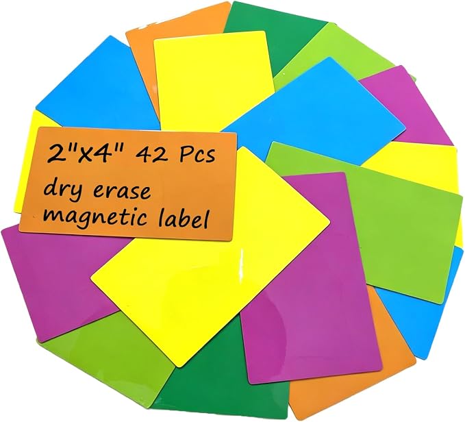 42-Pack 4" x 2" Magnet Labels, Magnetic Dry Erase Notes by Unknown