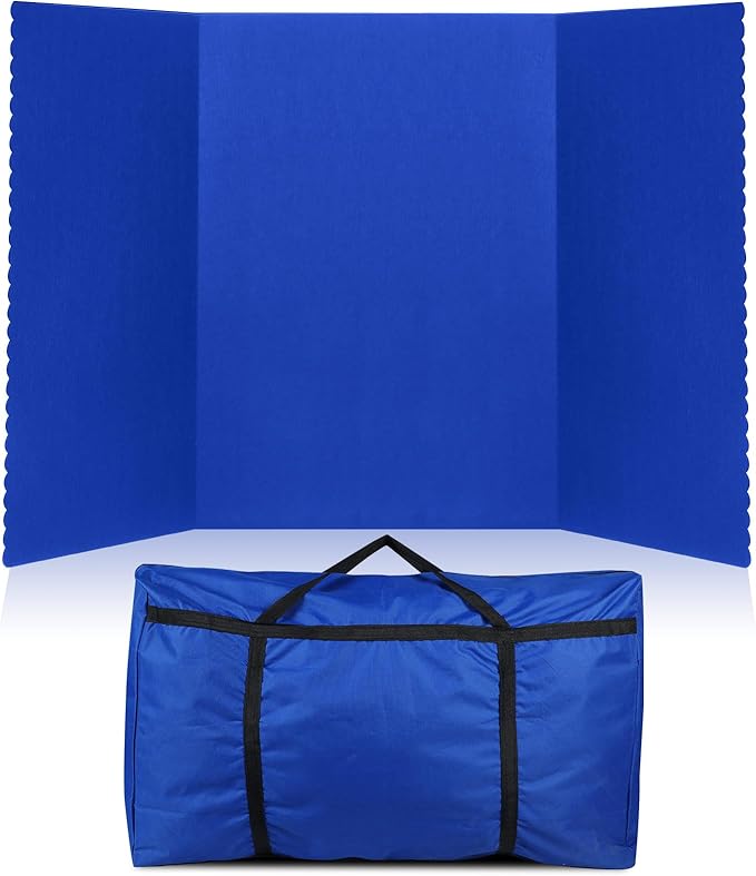 Paterr Trifold Poster Board with Storage Bag, Hook and Loop Fabric, Foldable 3 Panel Presentation Board for Science Fair and Exhibitions(Dark Blue,72 x 36 Inch)-DeskLoop Office