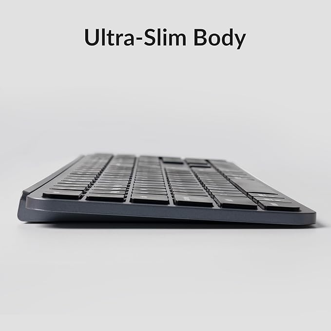 Keychron B6 Pro Ultra-Thin Wireless Keyboard, Full-Size ZMK with Numeric Keypad Quiet Typing, 2.4 GHz/Bluetooth 5.2/Wired Connection Long Battery Life, Compatible with Mac Windows Linux - Space Gray-DeskLoop Office