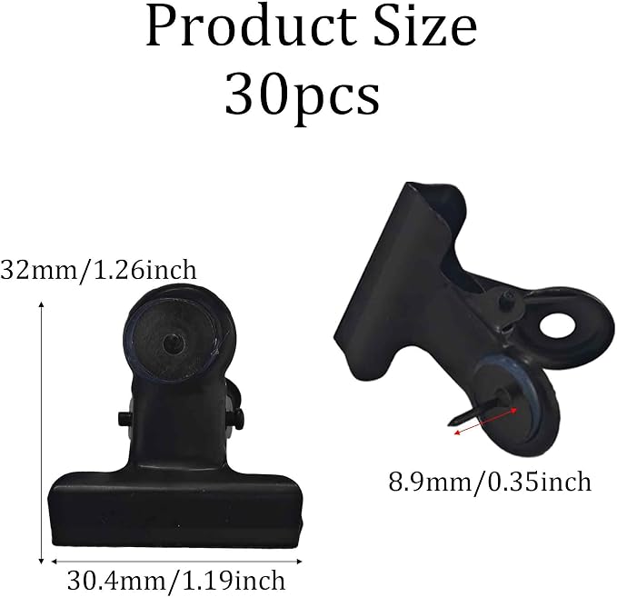 30PCS Black Push Pin Clips, Metal Mini Thumb Tacks - Image 2