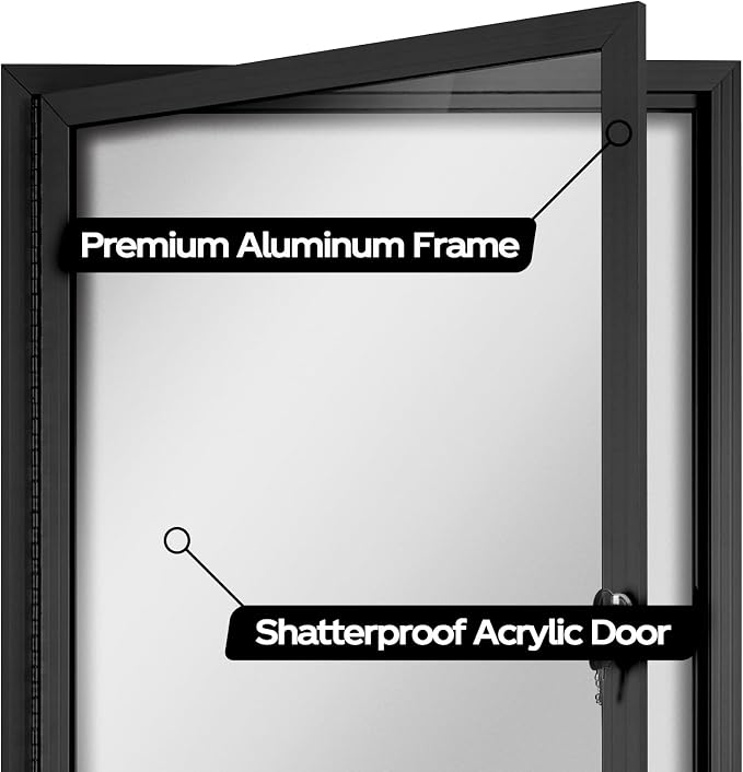 INNOVART Enclosed Bulletin Board 36”x24”, Lockable Dry Erase Noticeboard - Image 4