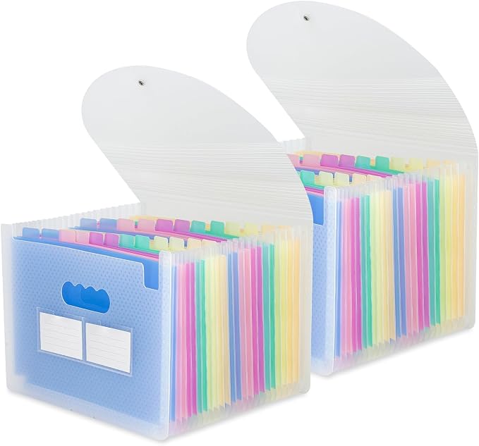 Accordion File Organizer, 2 Pack 24 Pockets Expanding File Folders, Portable by MAIMIS