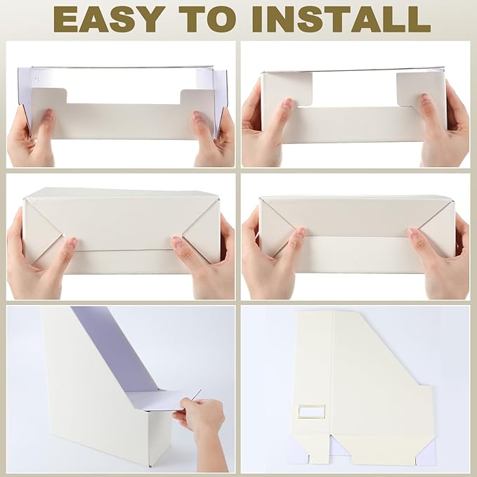 Gueevin Set of 6 Magazine File Holders, Sturdy Cardboard Desk Magazine Organizer - Image 4