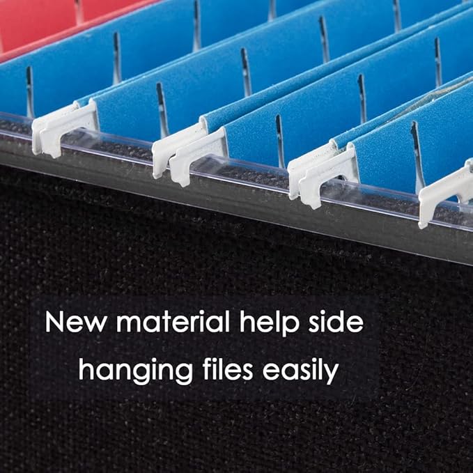 PRANDOM File Organizer Box - Set of 2 Collapsible Decorative Linen Filing Storage Hanging File Folders with Lids Office Cabinet Letter Size Black (15x12.2x10.75 inch)-DeskLoop Office