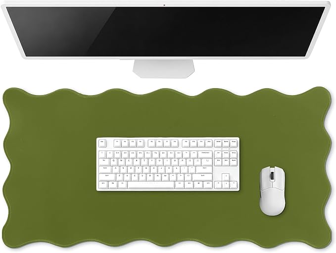 Hahafelt Scalloped Desk Mat Large Desk Pad Cute Coquette Table Mat Back to by Hahafelt