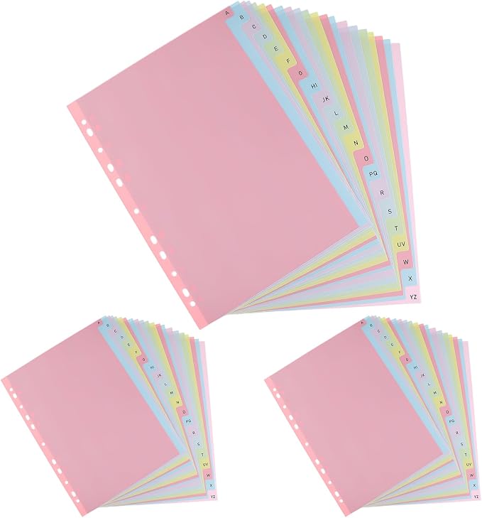 3 Sets 21-Tab A-Z Alphabet Binder Dividers by Prudiut