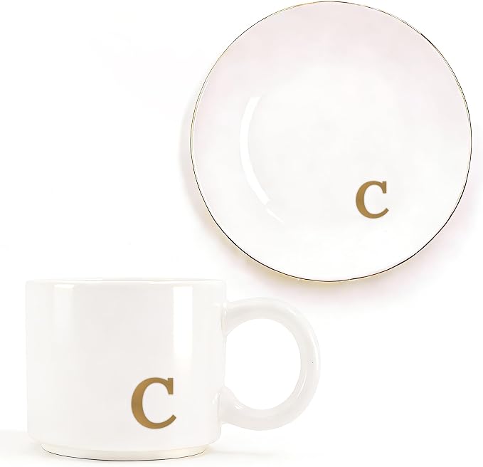RainVibe Elegant Gift Set for Women – Personalized Monogram Ceramic Mug & by Unknown