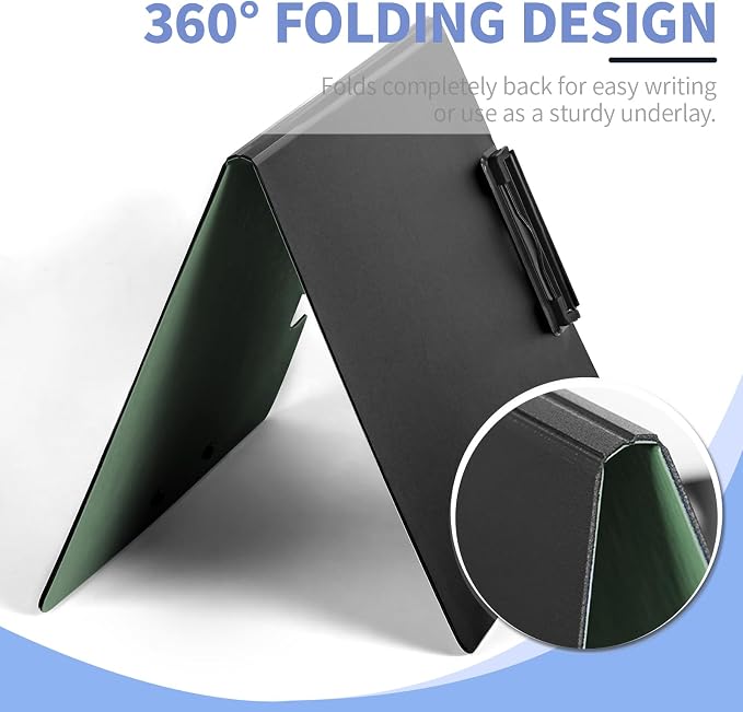 Clipboard Folder, with Dual Metal Clips, Embossed-Texture, Folding 360° Rotating - Image 4