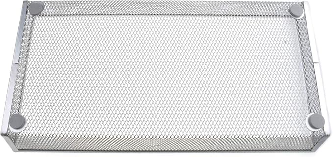 HAHIYO Stackable Mesh Tray Cup 12 x 6 x 2 inches Sturdy Container for Desk Drawer Organizer Collection for Home Office School kitchen Soft Foam Feet No Sharp Edges 1 Pack Silver-DeskLoop Office
