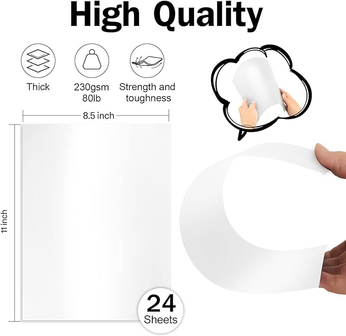 24 Sheets White Shimmer Cardstock 8.5 x 11 Metallic Paper, Goefun 80lb Card - Image 2