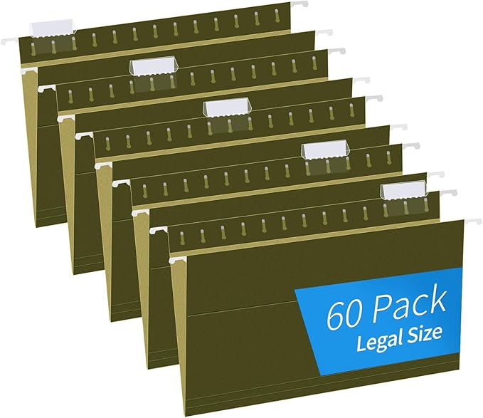 Hanging File Folders, RAZCC 60 Pack Reinforced Hanging Folders Legal Size by RAZCC