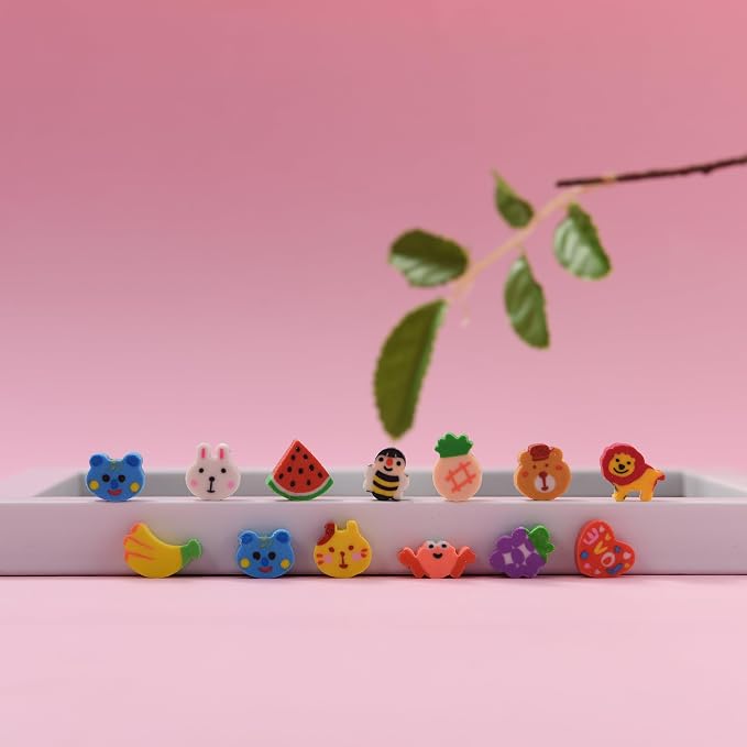 400PCS Mini Fun Cute Fruit Animal Erasers - Image 2