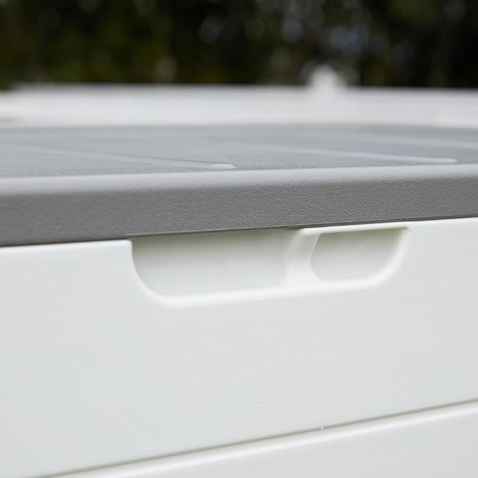 100 Gallon Outdoor Storage Box Waterproof Lockable Resin Deck Box Large, Patio Storage Bin for Pool Accessories Cushion Furniture, Garden Tools, UV-Resistant Outside Delivery Black&White-DeskLoop Office