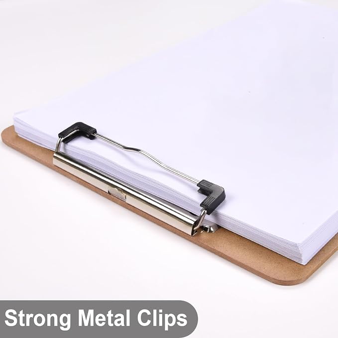 Wood Clipboards Set of 4, Letter Size Hardboard Clip Board 8.5x11 | A4 Standard - Image 3