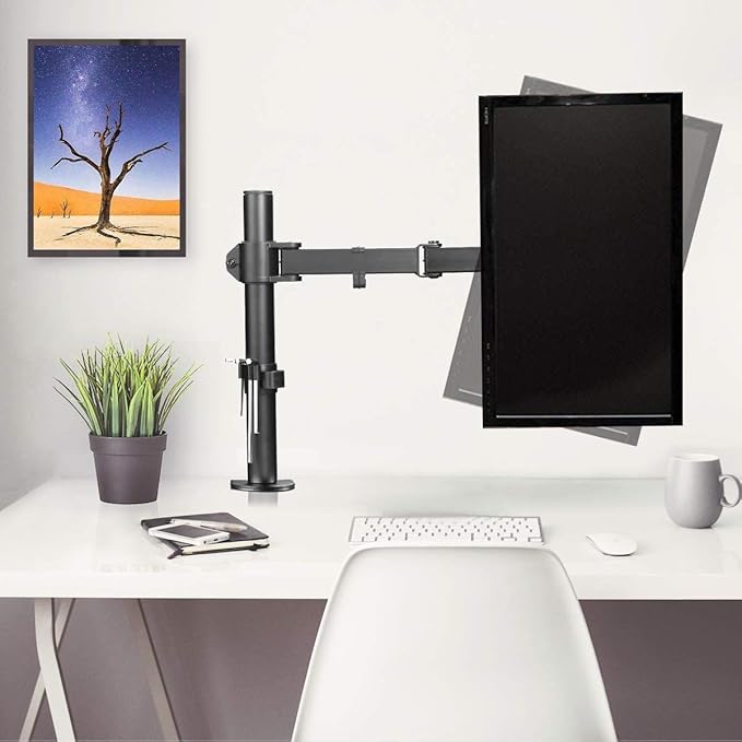 Suptek Single LED LCD Monitor Desk Mount Heavy Duty Fully Adjustable Monitor Stand for 1 / One Screen up to 27 inch-DeskLoop Office