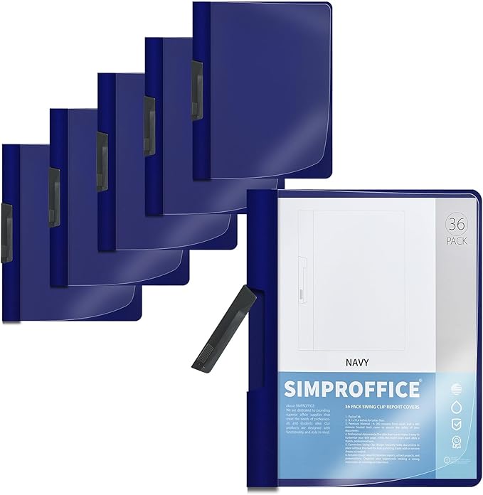 36 Pack Swing Clip Report Covers, Plastic Presentation Folders by SIMPROFFICE