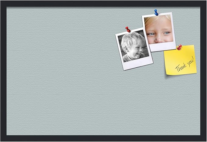 PinPix 30x20 Inch Cork Bulletin Board. This Decorative Framed Pin Board Comes with Soft Blue Design and a Satin Black Frame. Ideal for Home Office Decor or Message Board (PinPix-1814)-DeskLoop Office