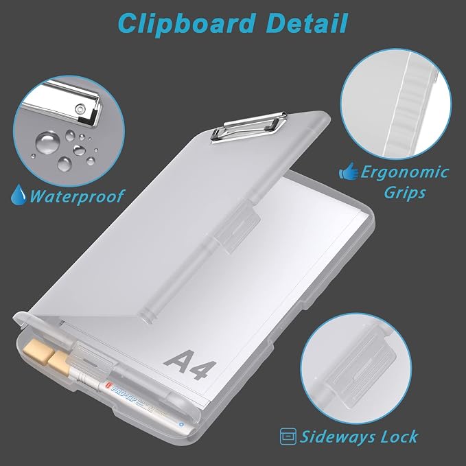 Rimilak Plastic Clipboard with Storage, 8.5 x 11 High Capacity Folio Nursing - Image 5