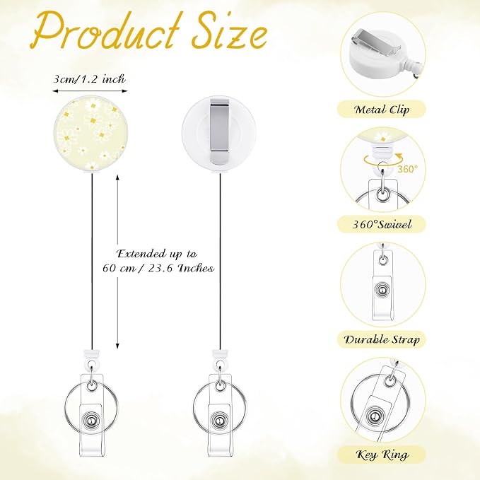 BESARME 3 Pack Badge Reels Retractable Badge Clip - Image 2