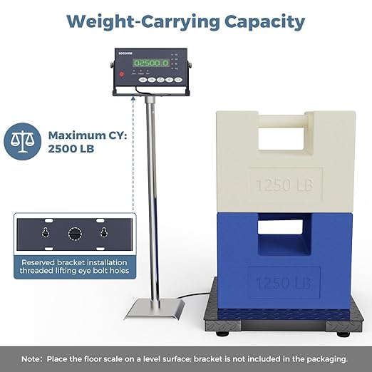 24"x24" Industrial Floor Scale, Precision Pallet Scale with Digital Indicator, Heavy Duty Weighing Scale for Floor Bench Office Weight Weighing, 2500 lb x 1 lb, Black-DeskLoop Office