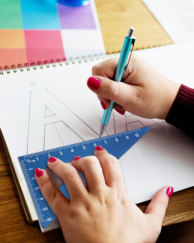 Honagu Triangular Ruler Set, 4 Pieces Aluminum Alloy Ruler, Metal Drafting Ruler - Image 3