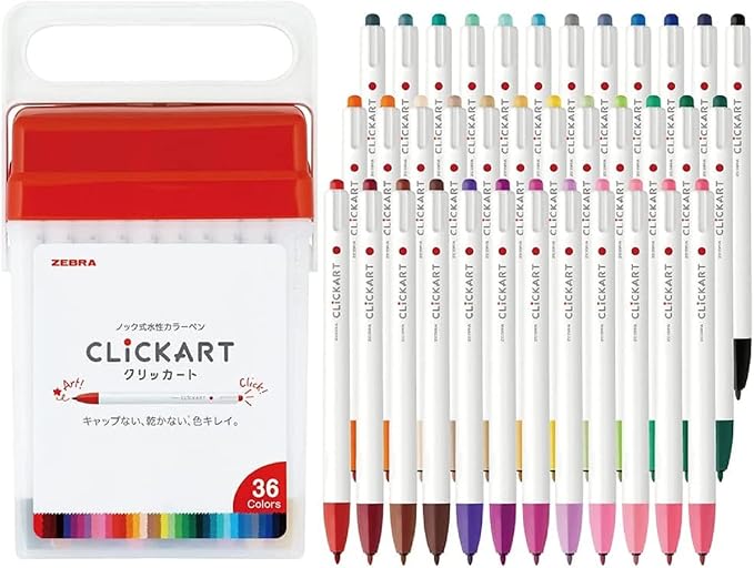 Zebra WYSS22-36C-N Clickart Water-Based Markers, 36 Colors, Case Included by ZebraPen