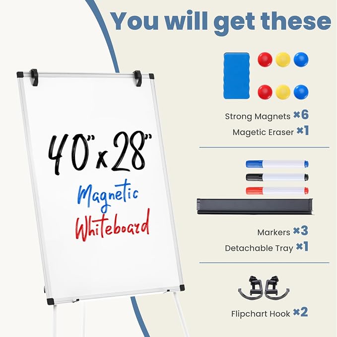 DUMOS 40"x28" Magnetic White Board Easel - Image 4