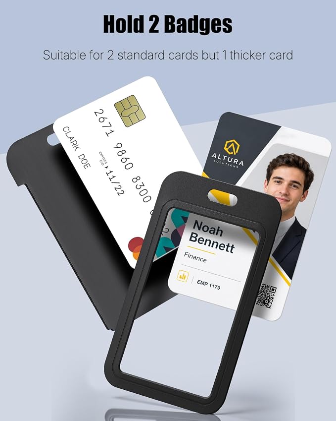 Uniclife 3 Pack Sliding Badge Holder Hard Black Vertical Plastic Card Case - Image 3