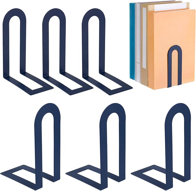Chunful 6 Pcs Blue Modern Metal Book Ends by Chunful