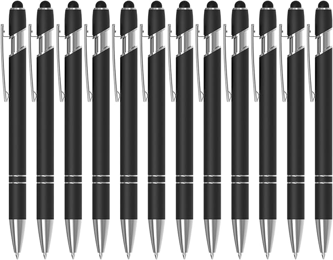 Actsun 12 Pack Black Stylus Pens, 2-in-1 Ballpoint Pen by ACTSUN